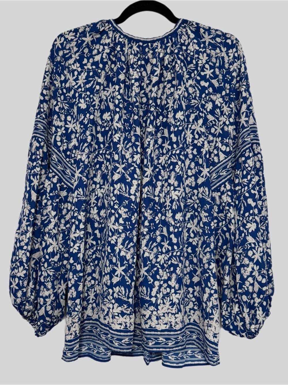 Max Studio London Blue & White Coastal Floral Boho Blouse Women’s 1X Top EUC - Picture 6 of 11